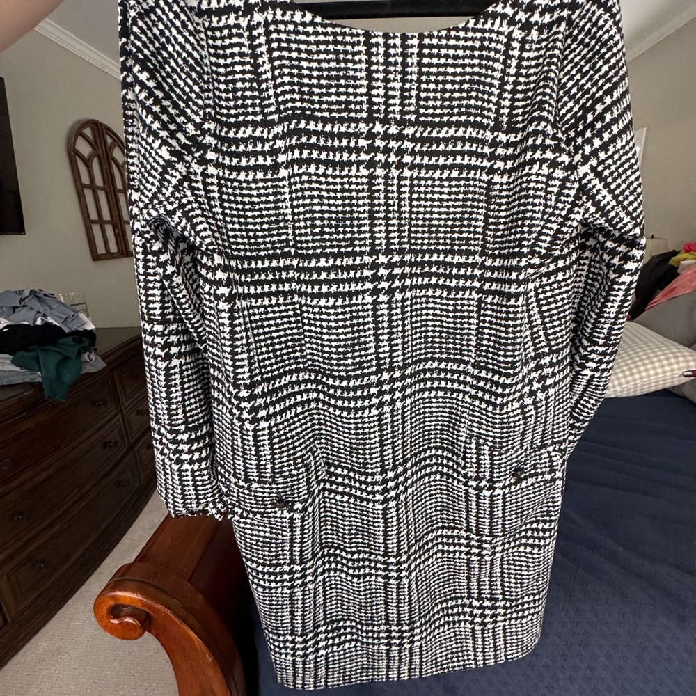 LOFT NWT Black and White Houndstooth Dress